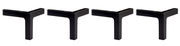 Vier schwarze, Y-förmige Möbelbeine aus Metall, frontal abgebildet.