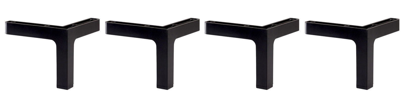 Voleo Fuß-Set DIANA Vier schwarze, Y-förmige Möbelbeine aus Metall, frontal abgebildet.