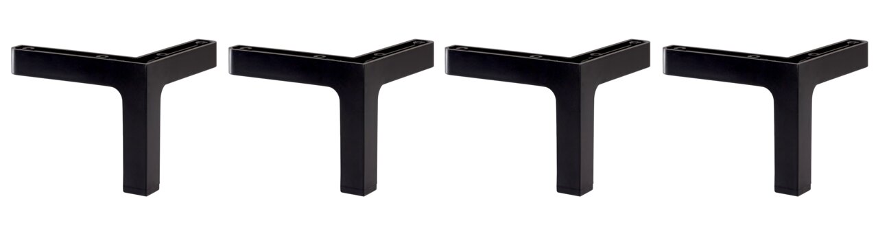 Voleo Fuß-Set DIANA Vier schwarze, Y-förmige Möbelbeine aus Metall, frontal abgebildet.
