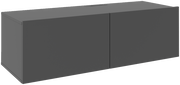 Graues TV-Hängelowboard mit zwei Türen, seitliche Perspektive