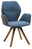 Valnatura Armlehnenstuhl PIANO Moderner Armlehnenstuhl mit blauer Polsterung und Holzbeinen, seitliche Perspektive