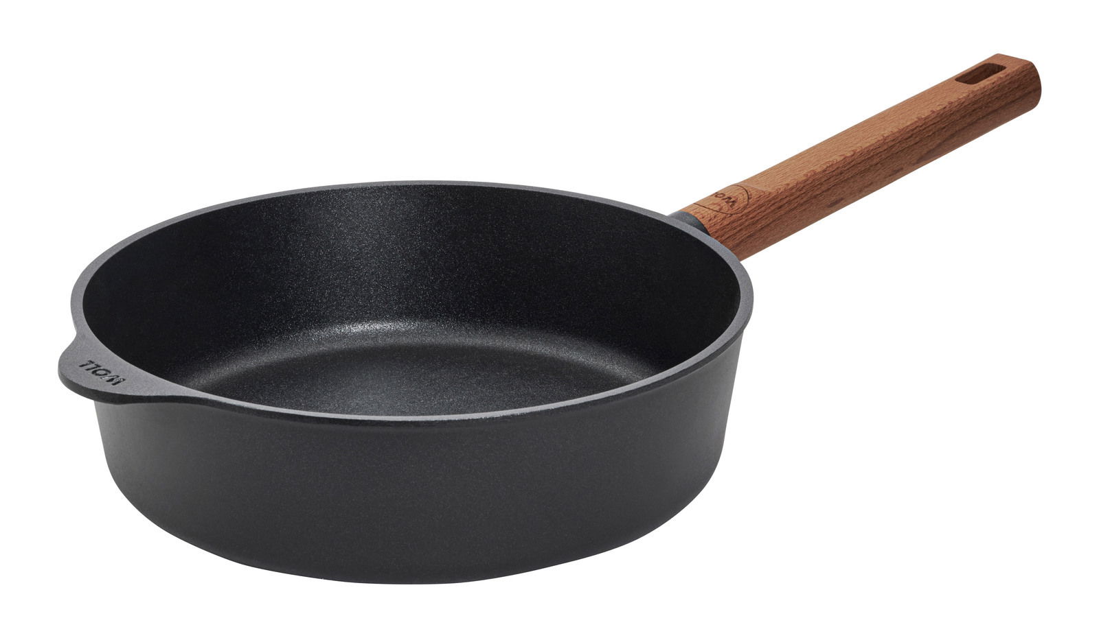 Woll Guss-Hochrandpfanne ECO LOGIC QXR Guss-Hochrandpfanne 24cm Eco L mit Holzgriff, seitliche Perspektive