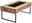 Moderner Couchtisch aus Holz mit Glasplatte und Metallbeinen, seitliche Perspektive
