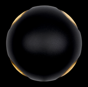 Schwarze LED-Außenwandleuchte in Kugelform, Ansicht von vorne