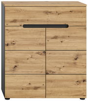 Schuhkommode aus Holz mit natürlicher Maserung, frontal betrachtet