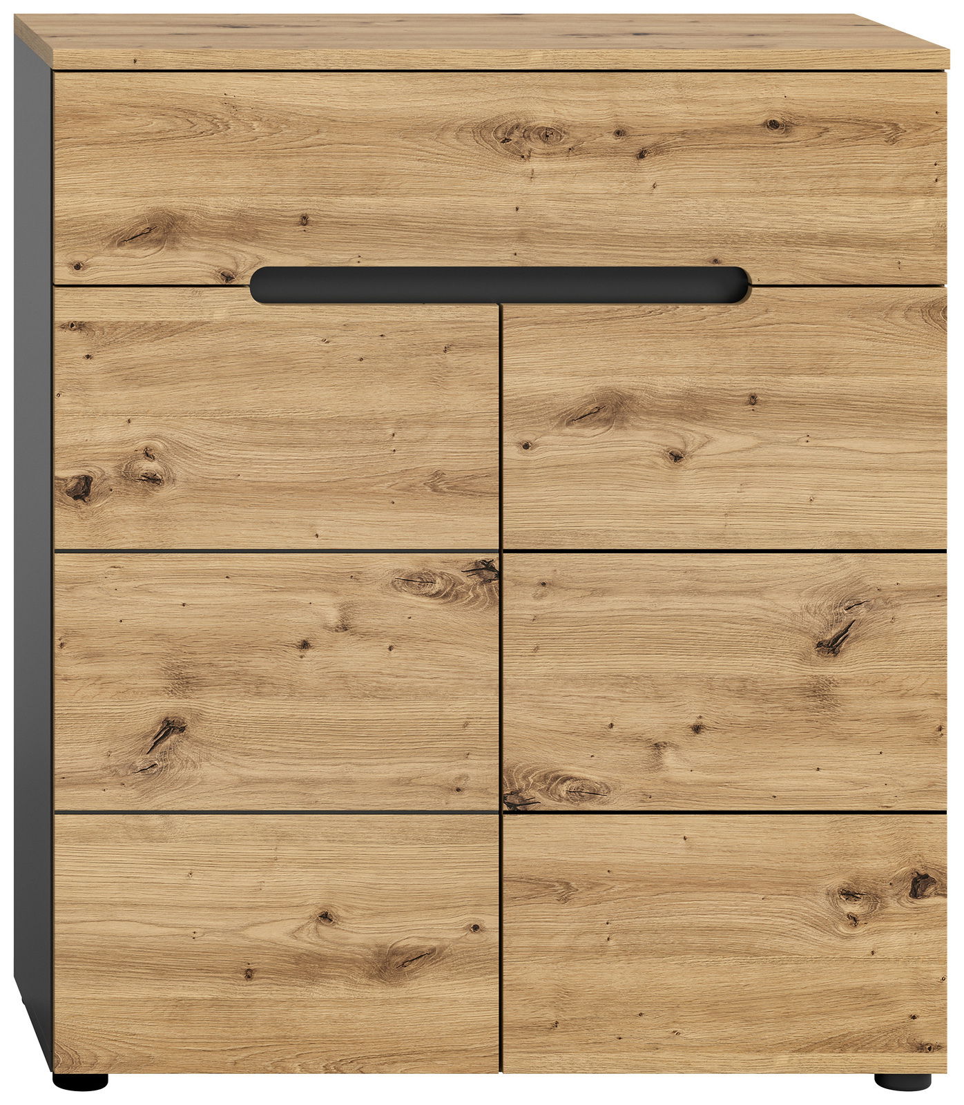 Schuhkommode aus Holz mit natürlicher Maserung, frontal betrachtet