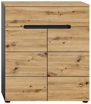 Schuhkommode aus Holz mit natürlicher Maserung, frontal betrachtet