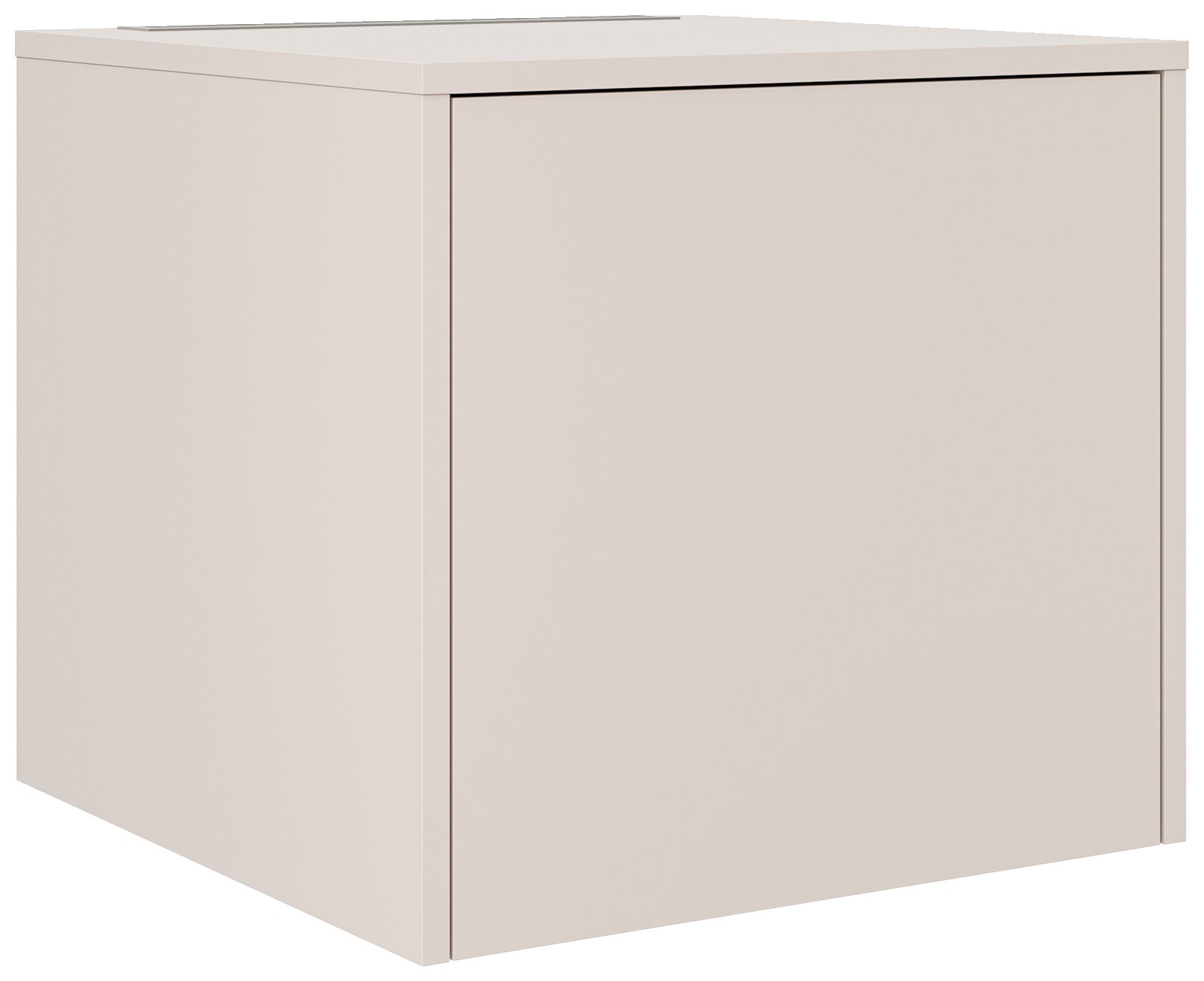 XORA Aufsatzschrank LIV WASHTOWER Weißer, minimalistischer Wandschrank mit glatter Front, gezeigt in schräger Frontansicht von links (3/4-Perspektive)