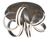 Moderne Deckenleuchte KUNI mit geschwungenen LED-Lichtbändern, Ansicht von unten.