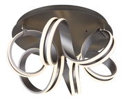 Moderne Deckenleuchte KUNI mit geschwungenen LED-Lichtbändern, Ansicht von unten.