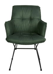 Grüner Armlehnstuhl mit Metallbeinen, Vorderansicht