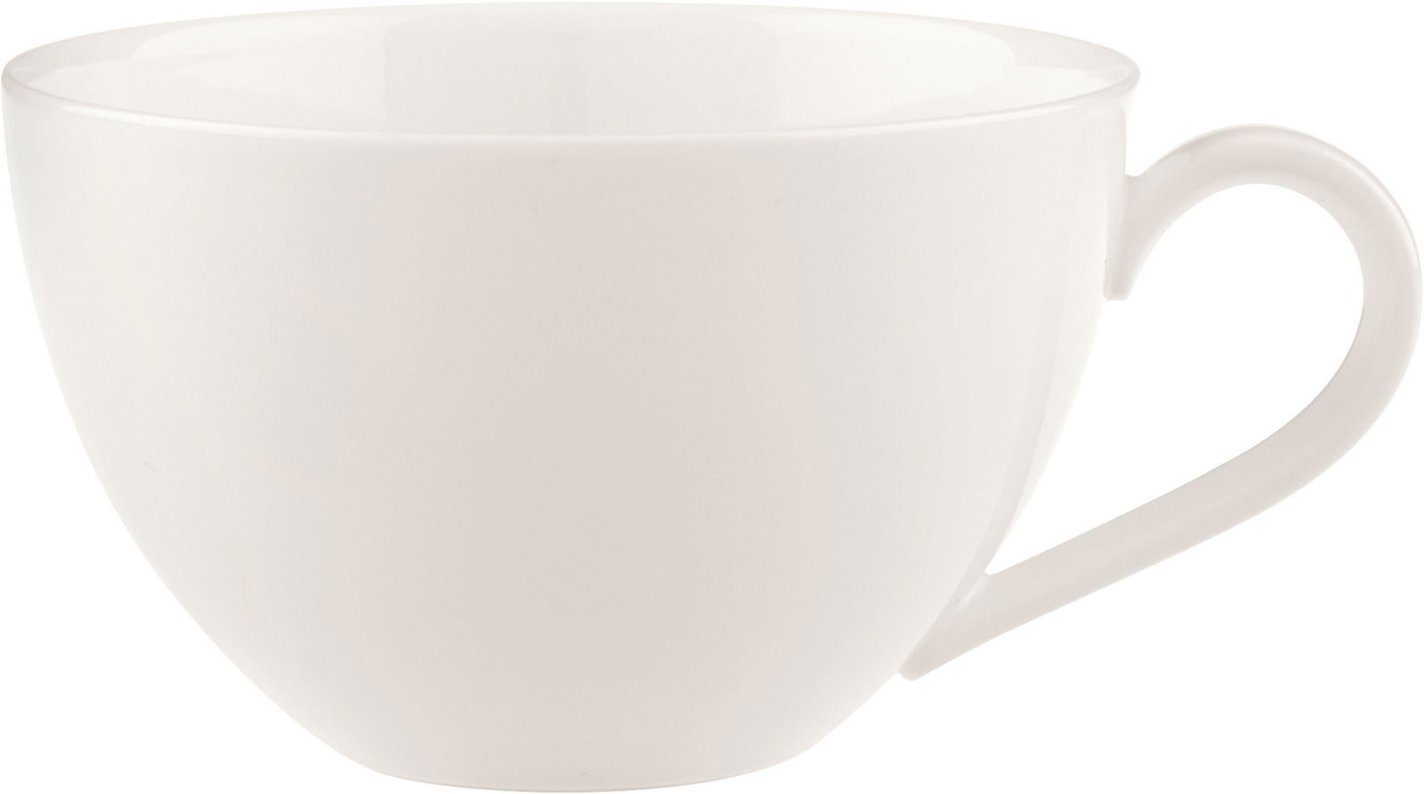 Villeroy & Boch Kaffeetasse BASIC WHITE Weiße Frühstückstasse mit Henkel, seitliche Ansicht