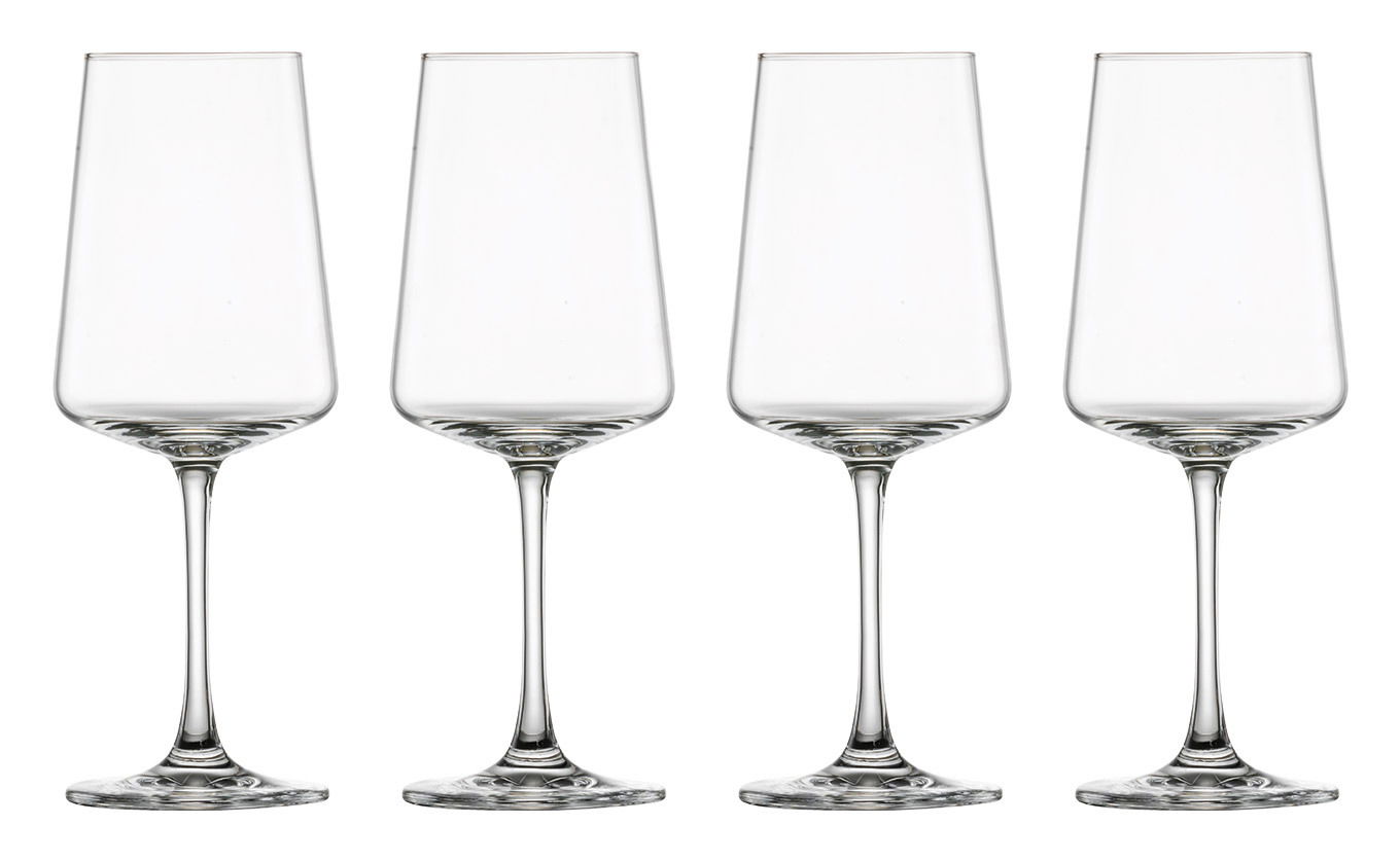 SCHOTT ZWIESEL Weißweinglas 4er-Set MIOVINO Vier elegante Weißweingläser in einer frontalen Ansicht.