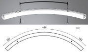 Technische Zeichnung einer gebogenen Schiene/Profilschiene mit Schraubbefestigung und Maßangaben (456 mm, 183 mm), Seitenansicht und Draufsicht.