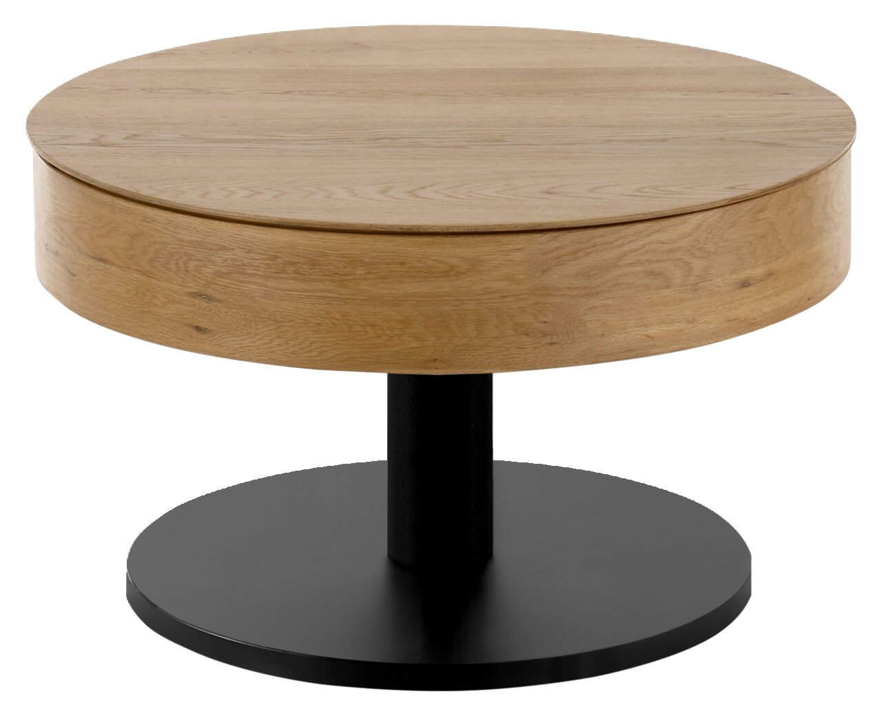 Zurbrüggen Salontafel TANGER Ronde houten salontafel met zwarte voet, zijaanzicht
