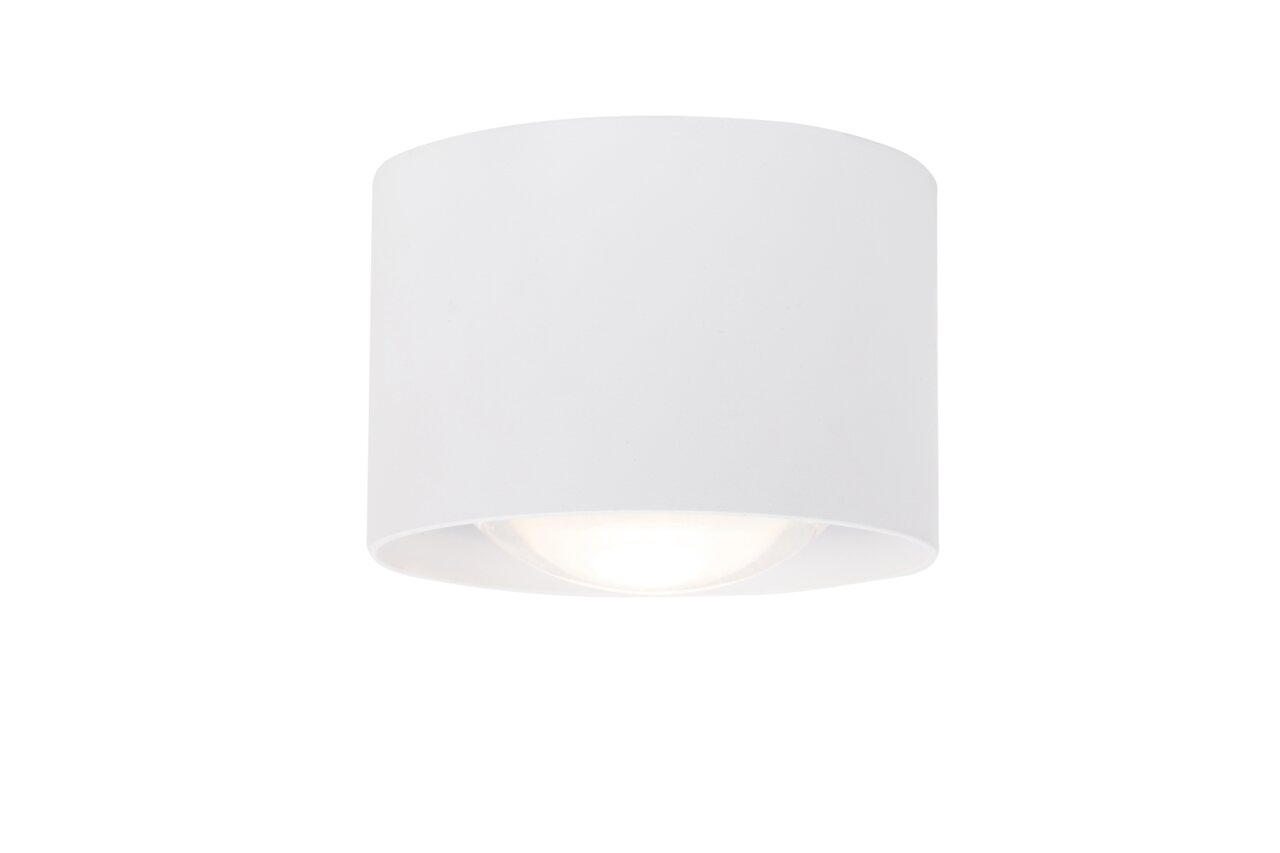 Zylindrischer LED-Spotkopf in Weiß, Ansicht von vorne