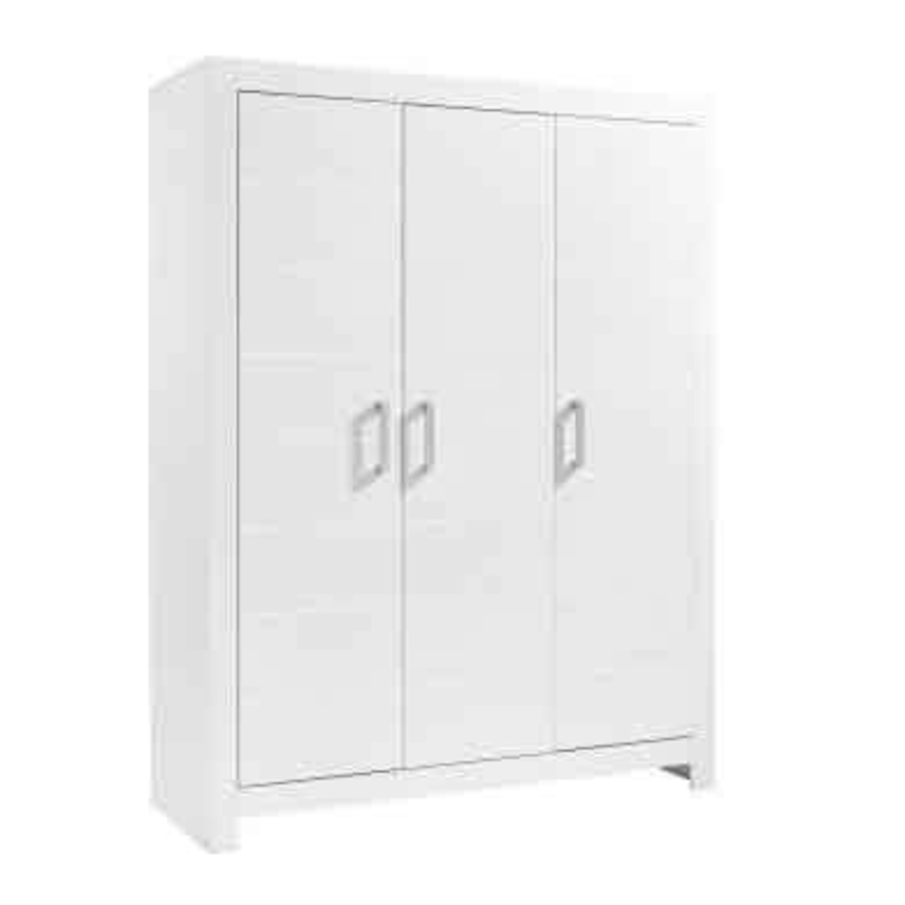 Weißer dreitüriger Kleiderschrank, Frontalansicht