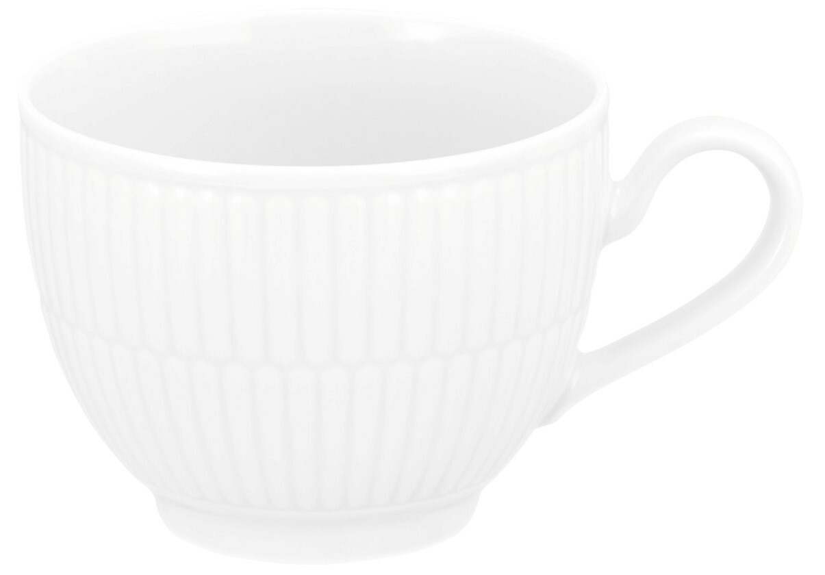 Seltmann Weiden Kaffeetasse AMINA Weiße Kaffeetasse mit geriffeltem Muster, seitliche Perspektive