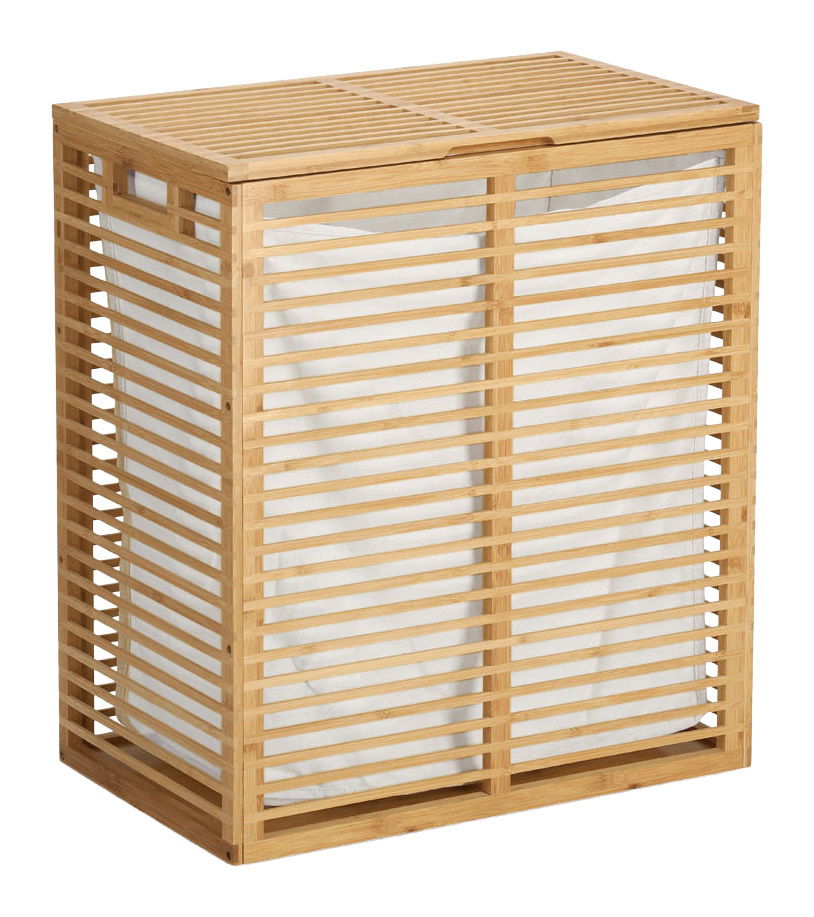 Zeller Present Wäschesammler Wäschsammler aus Bambus mit Gitterdesign, seitliche Perspektive