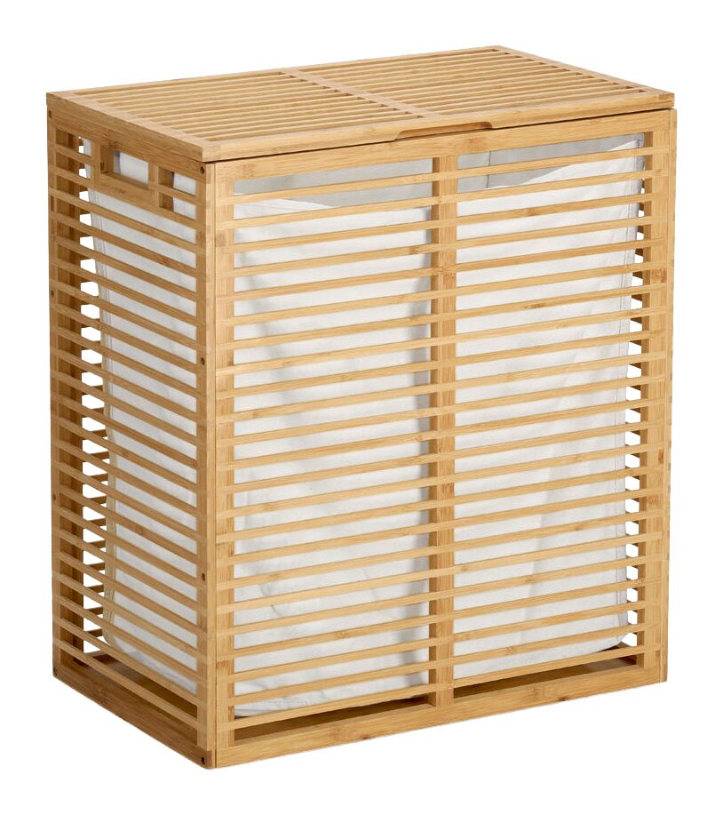 Zeller Present Wäschesammler Wäschsammler aus Bambus mit Gitterdesign, seitliche Perspektive
