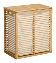 Wäschsammler aus Bambus mit Gitterdesign, seitliche Perspektive