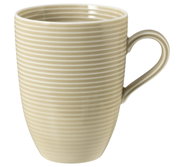 Beker met oor, 0,35 l, beige met fijne horizontale strepen, zijaanzicht