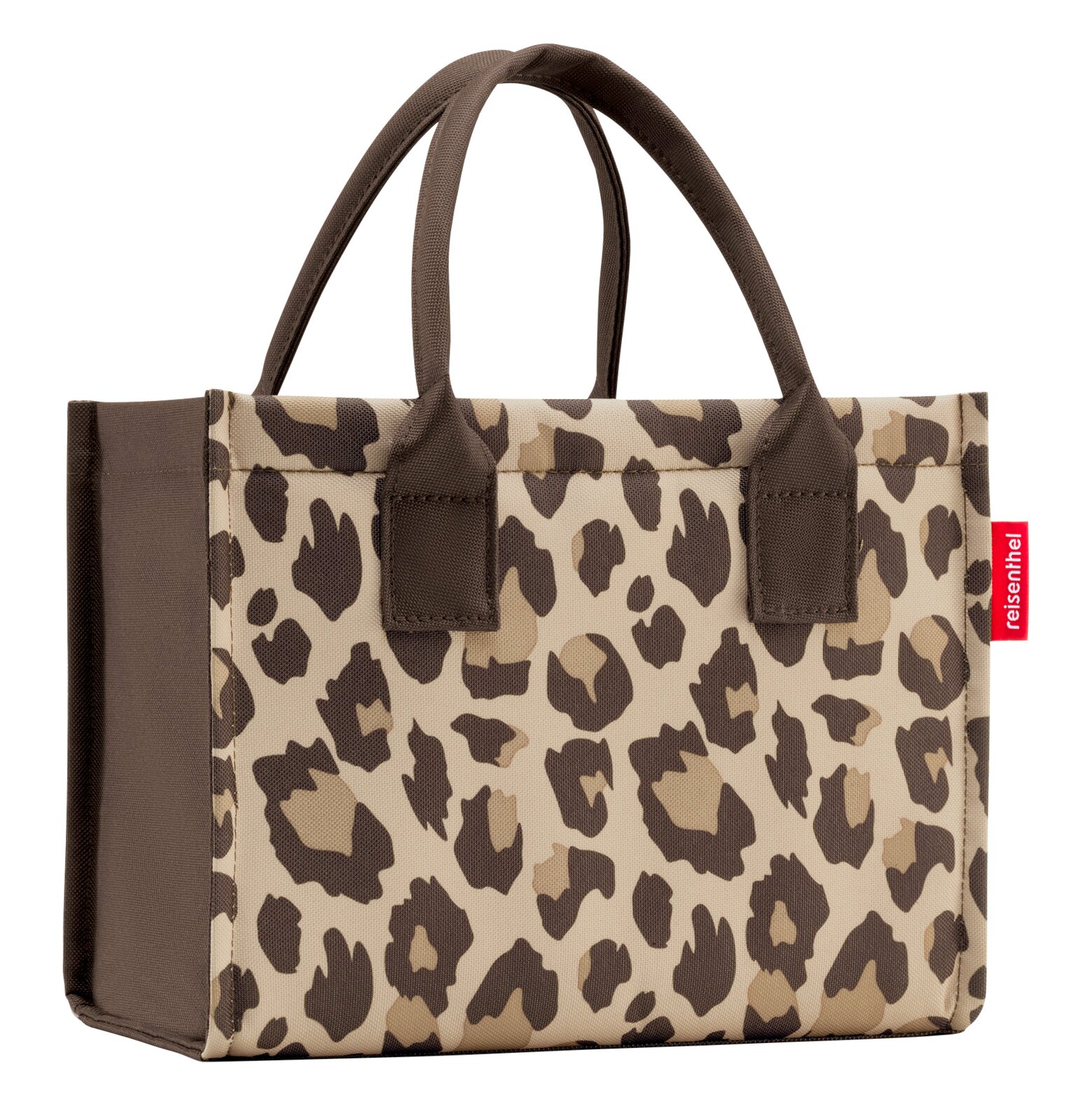 Reisenthel Daily Shopper XS Leo Macchiato Leopardenmuster Shopper Tasche, seitliche Perspektive