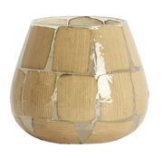 Teelichthalter aus Holz mit quadratischem Muster, seitliche Perspektive