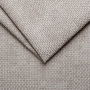 Nahaufnahme eines beigen, strukturierten Stoffes in diagonaler Perspektive, verwendet für ein Polsterbettgestell.