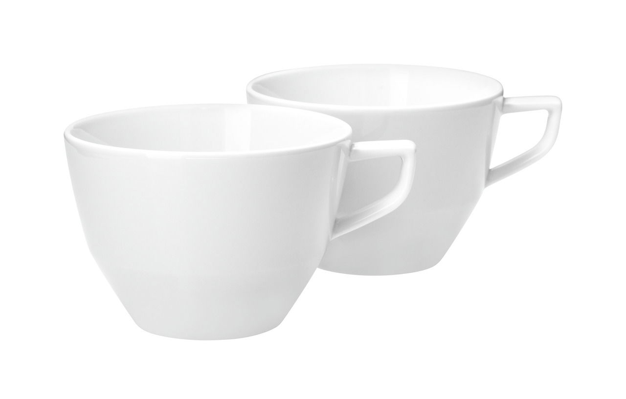 JOOP! Tasse 2er-Set DINING GLAMOUR Zwei weiße Tassen mit Henkeln, seitliche Perspektive