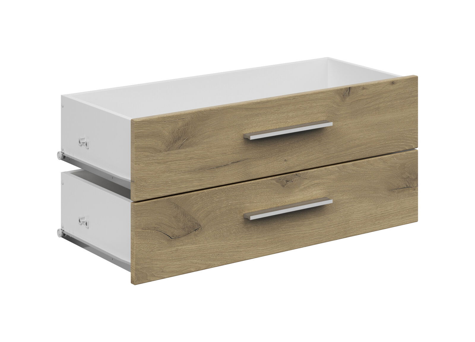 Voleo Schubladen-Set CONNECT Breites Schubladen-Set mit zwei Schubladen in Holzoptik, seitliche Perspektive