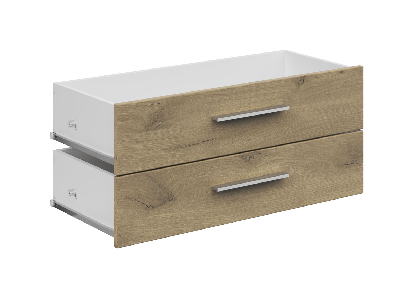 Voleo Schubladen-Set CONNECT Breites Schubladen-Set mit zwei Schubladen in Holzoptik, seitliche Perspektive