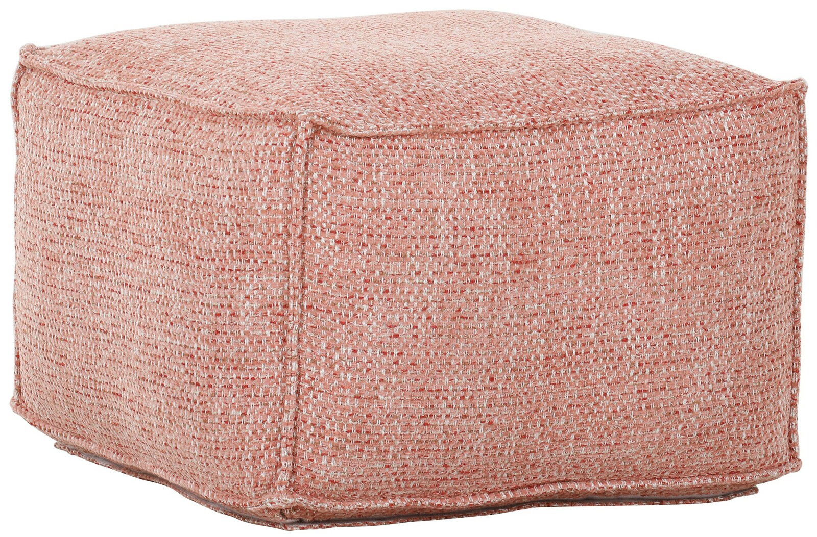 Z2 Hocker FIONA Rosa quadratischer Hocker aus grobem Stoff, seitliche Perspektive