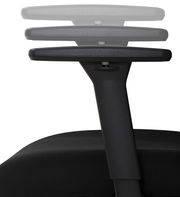 Verstellbare Armlehne eines Bürostuhls, seitliche Perspektive