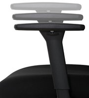 Verstellbare Armlehne eines Bürostuhls, seitliche Perspektive