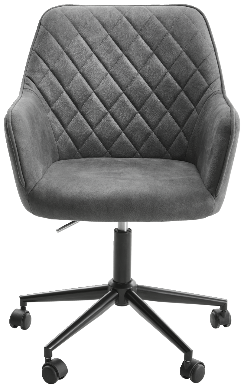 Grauer Drehstuhl mit gesteppter Rückenlehne, Vorderansicht