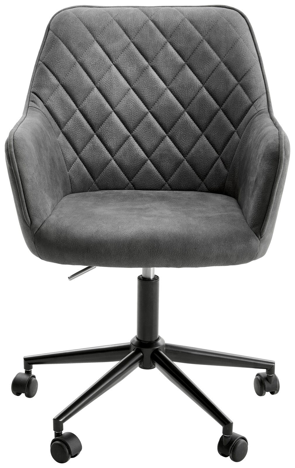Grauer Drehstuhl mit gesteppter Rückenlehne, Vorderansicht