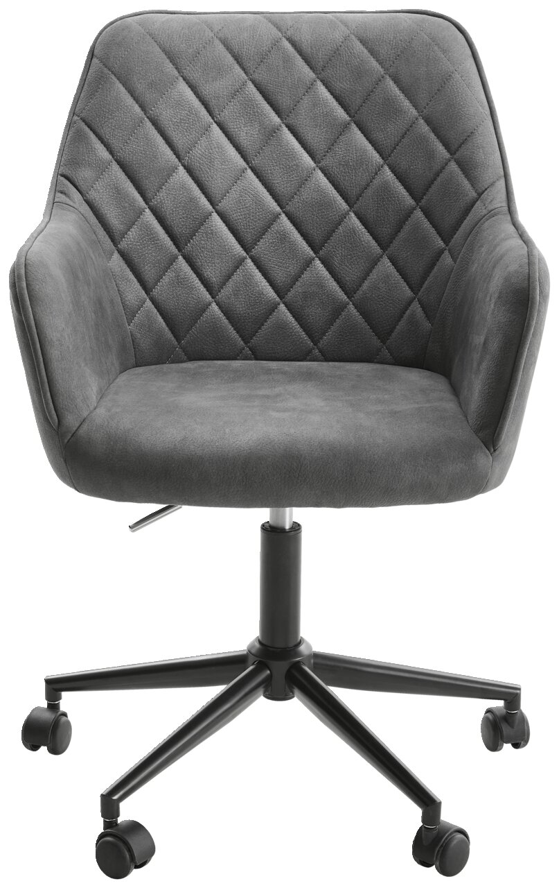 Grauer Drehstuhl mit gesteppter Rückenlehne, Vorderansicht