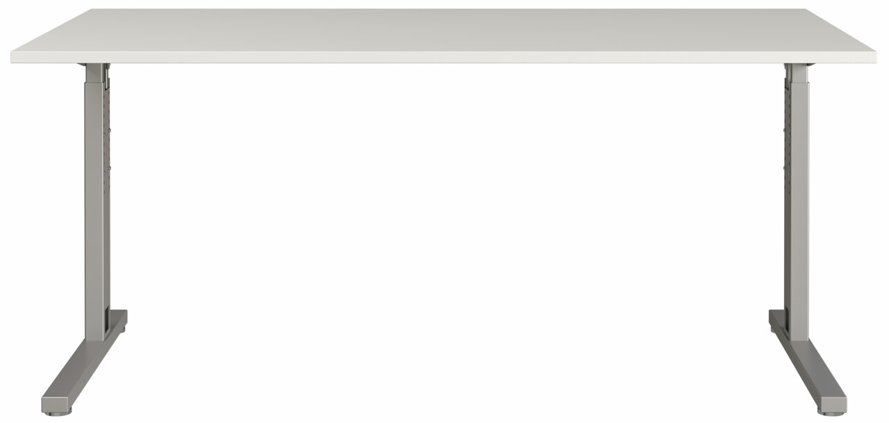 MID.YOU Schreibtisch PROFI 2.0 Moderner Schreibtisch mit grauer Tischplatte und stabilen Metallbeinen, Frontalansicht