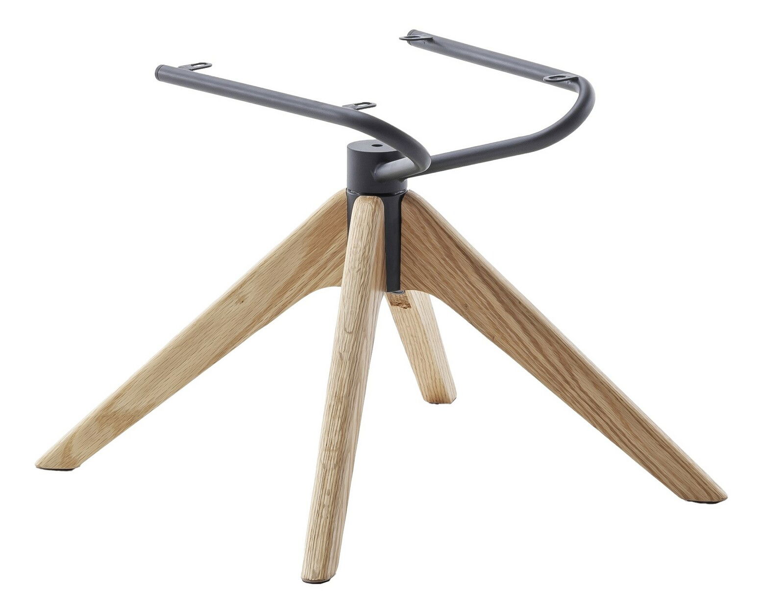 Stuhlgestell aus Holz und Metall, seitliche Perspektive