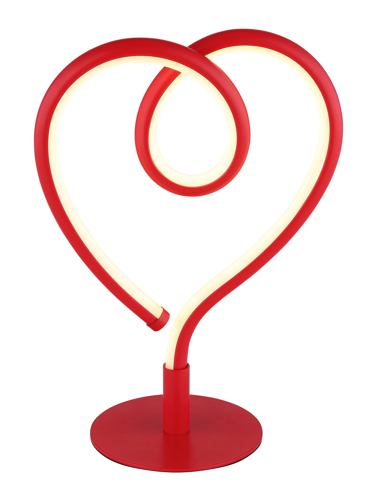 LED-Tischleuchte in Herzform, rot, frontalansicht