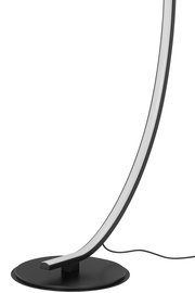 Moderne LED-Stehleuchte mit gebogenem Design, seitliche Perspektive