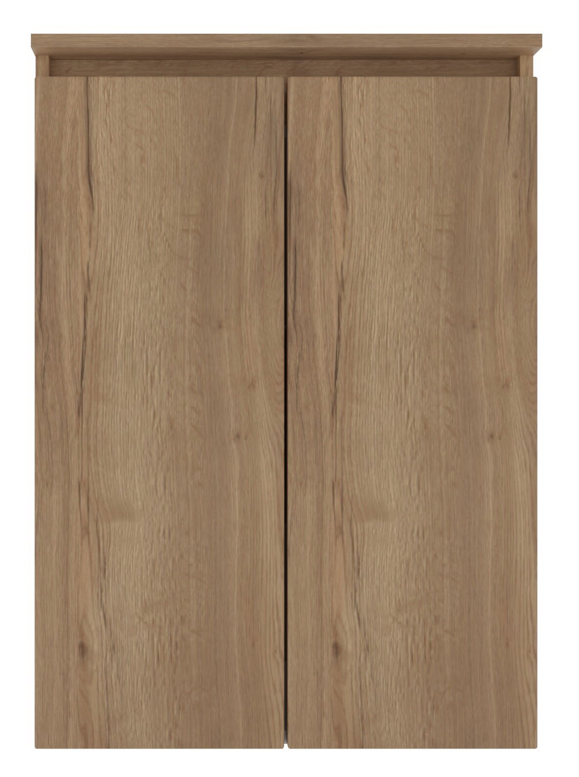 Frontansicht eines Highboards aus Holz mit zwei Türen in natürlicher Holzoptik.