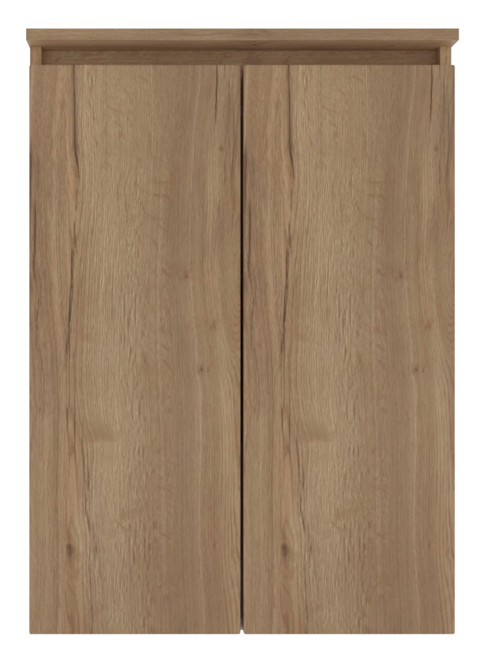 Frontansicht eines Highboards aus Holz mit zwei Türen in natürlicher Holzoptik.