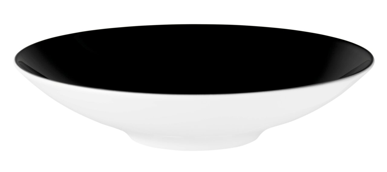Seltmann Weiden Suppenteller FASHION Schwarzer und weißer Pasta-/Suppenteller, 23 cm, seitliche Perspektive