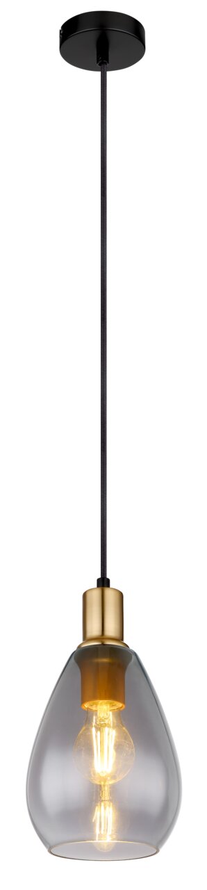 Globo Lighting Hängeleuchte FANNI Moderne Hängeleuchte mit transparentem Glas und goldener Fassung, seitliche Perspektive