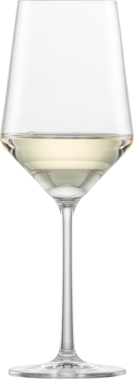 SCHOTT ZWIESEL Weißweinglas PURE Sauvignonglas Pure, gefüllt mit Weißwein, in Frontalansicht