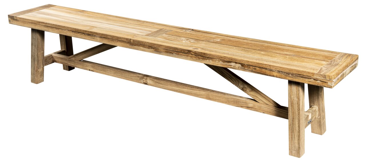 Ambia Garden Gartenbank LINCOLN Holzgartenbank aus hellem Holz in seitlicher Perspektive