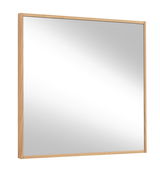 Moderner Wandspiegel mit Holzrahmen, seitliche Perspektive