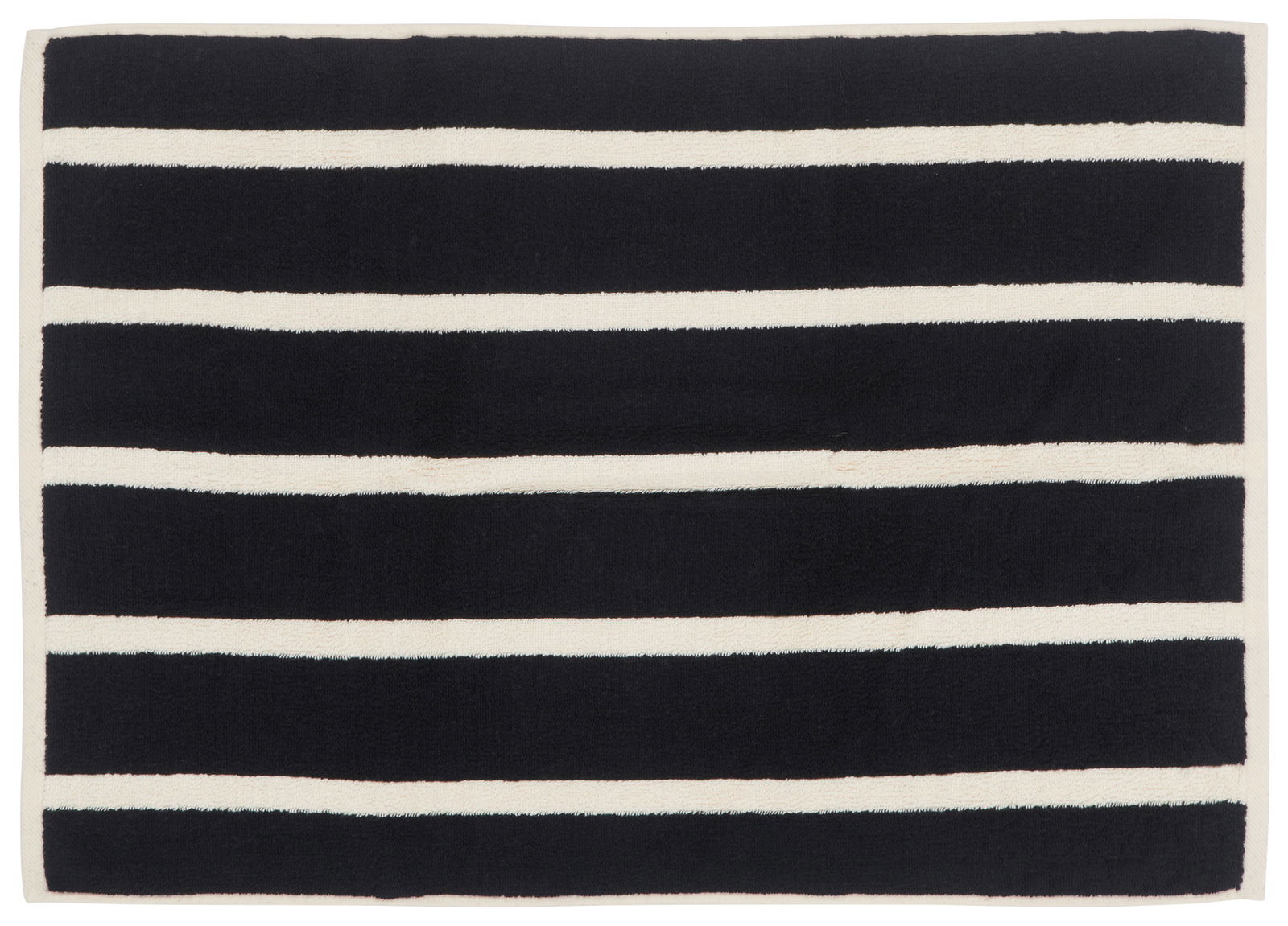 Badematte mit schwarzen und weißen Streifen, Draufsicht